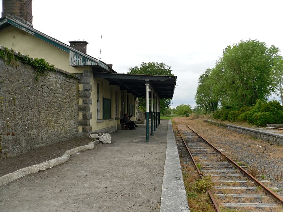 ireland, ballyglunin railway station, county galway, abandoned railway station, HD wallpaper