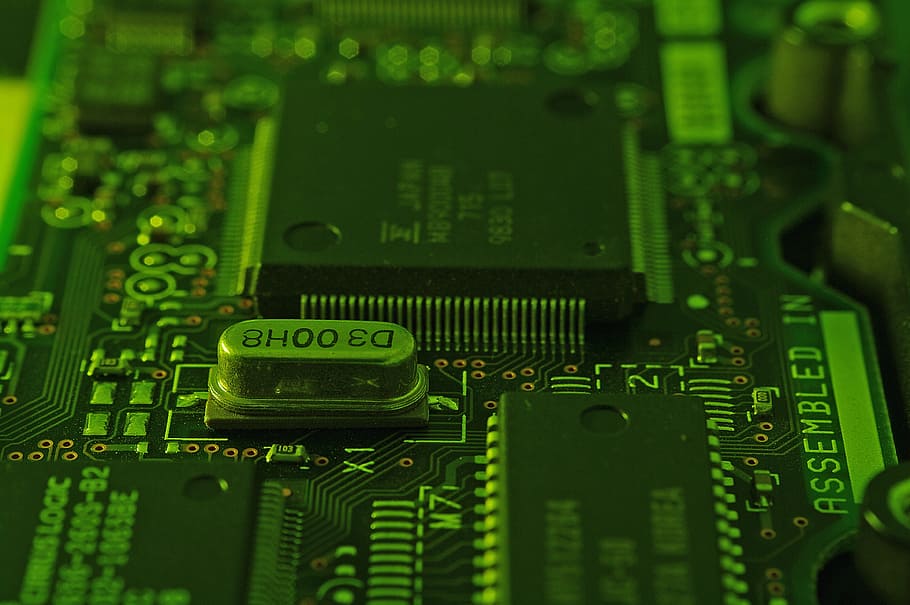 macro shot of motherboard, Circuitry, Microchip, Close-Up, Up, Circuit, HD wallpaper