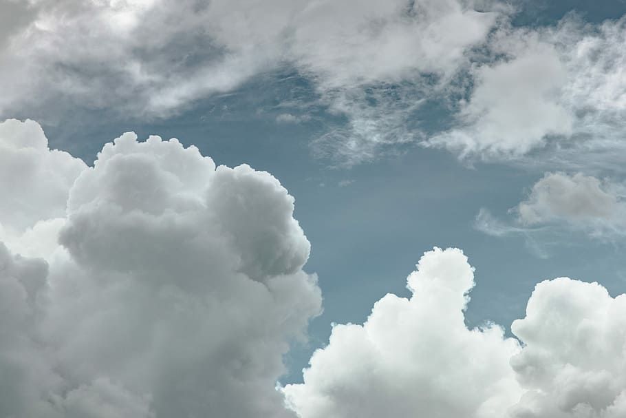 low-angle photo of white clouds at daytime, white cloud, texture, HD wallpaper