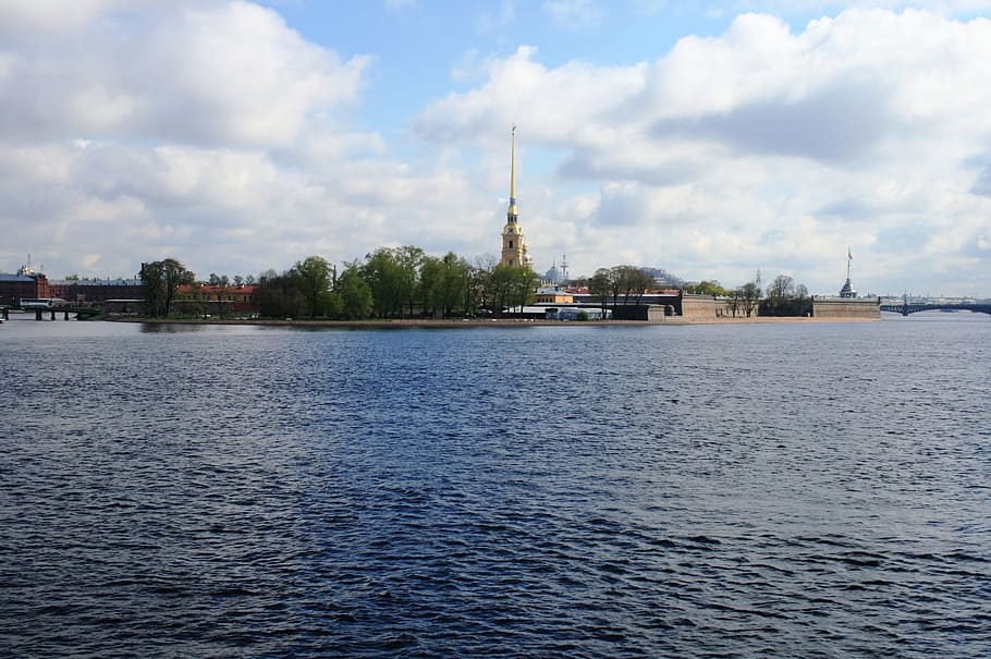 river, neva, deep, wide, fresh, water, ripples, fortress, peter and paul HD wallpaper