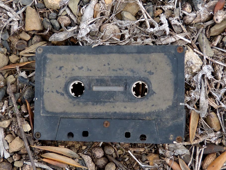black cassette tape, obsolete, abandoned, old, vintage, metal HD wallpaper