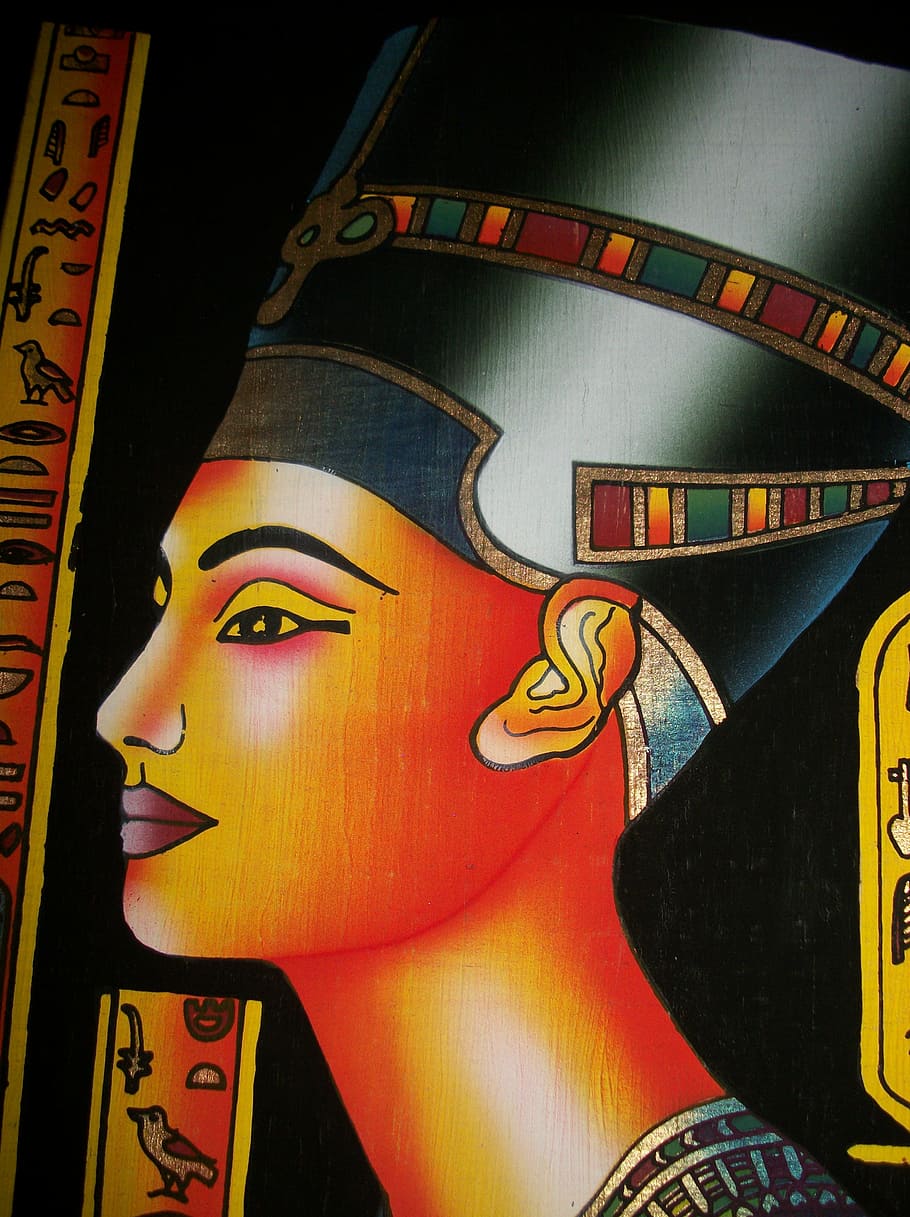 Pharaoh illustration, nefertiti, egypt, queen, egyptian, ancient