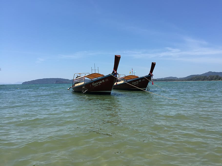 thailand, beach, water, boot, sea, mode of transportation, nautical vessel HD wallpaper