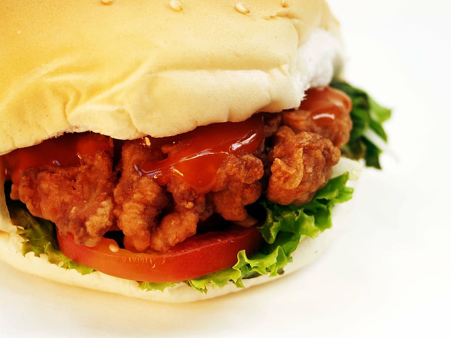 hamburger, bun, grilled, seed, sandwich, american, meal, fat HD wallpaper