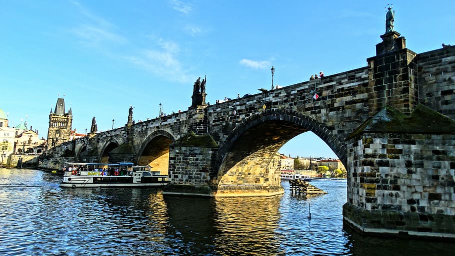 bridge, prague, czech, vltava, architecture, water, bridge - man made structure HD wallpaper