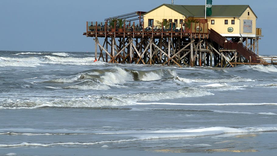 north sea, forward, saint peter ording, wave, holiday, wind HD wallpaper
