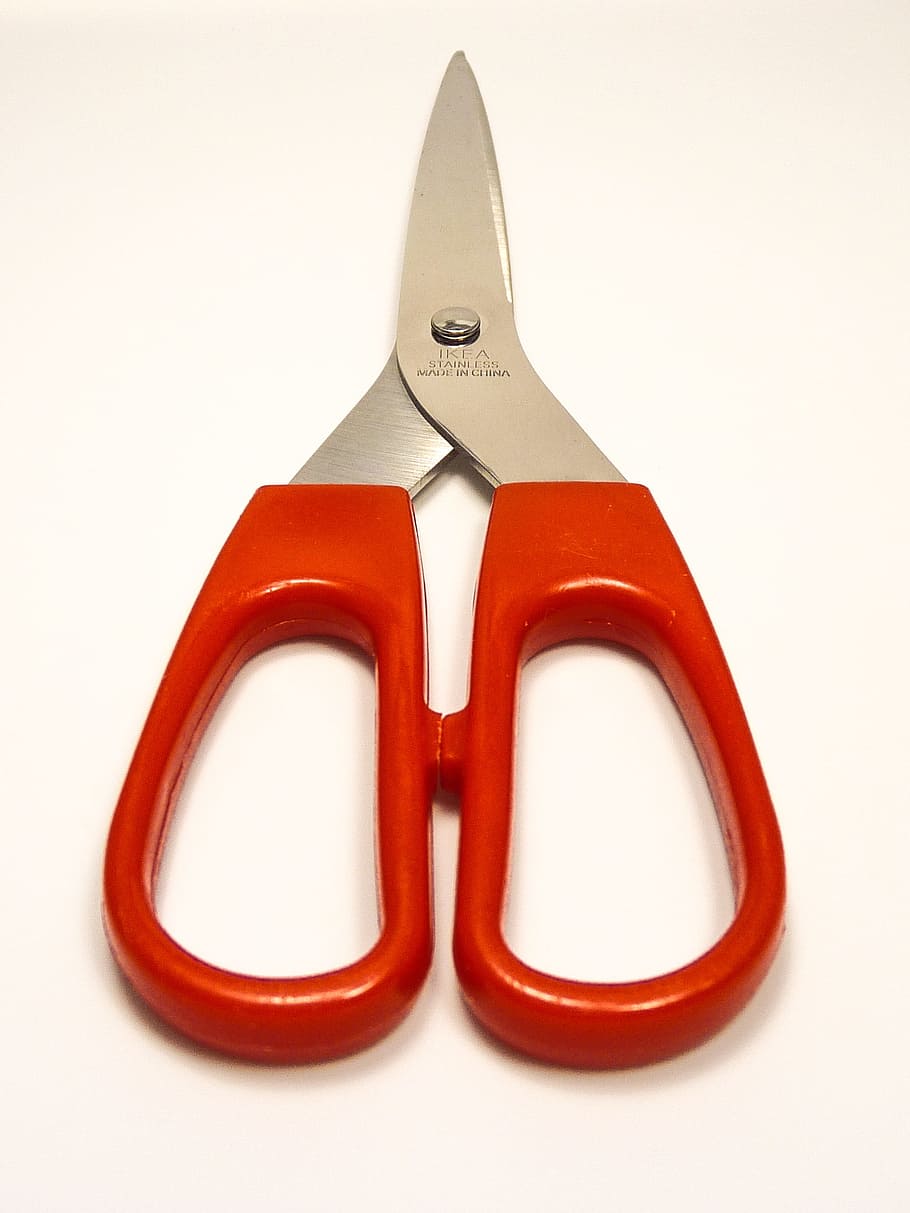 scissors, kitchen, red, equipment, tool, utensil, sharp, cut HD wallpaper