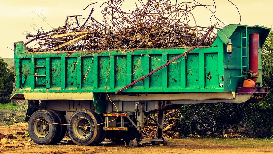 trailer, loaded, scrap, heavy, equipment, transportation, rural Scene HD wallpaper