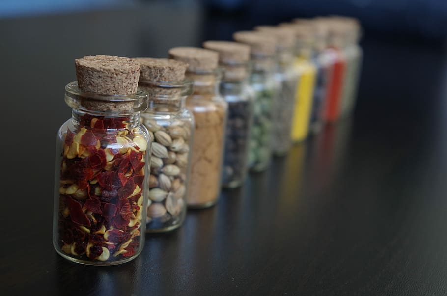 Pepper, Bottle, Stuffed, Glass, Cork, the lid, cooking, jar HD wallpaper