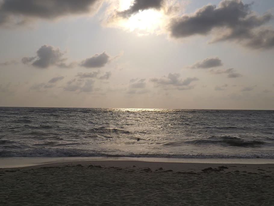 sunset, sea, waves, beach, morning sky, evening sky, honduras HD wallpaper