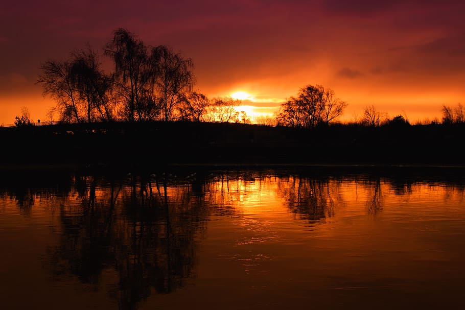 sunset, sky, orange, nature, landscape, sunrise, summer, sunlight HD wallpaper