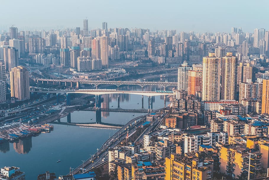 Urban metropolis Cityscape in Chongqing, China, buildings, photos, HD wallpaper