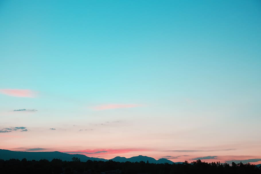 photo of sunset, untitled, sky, sunrise, mountain, silhouette, HD wallpaper