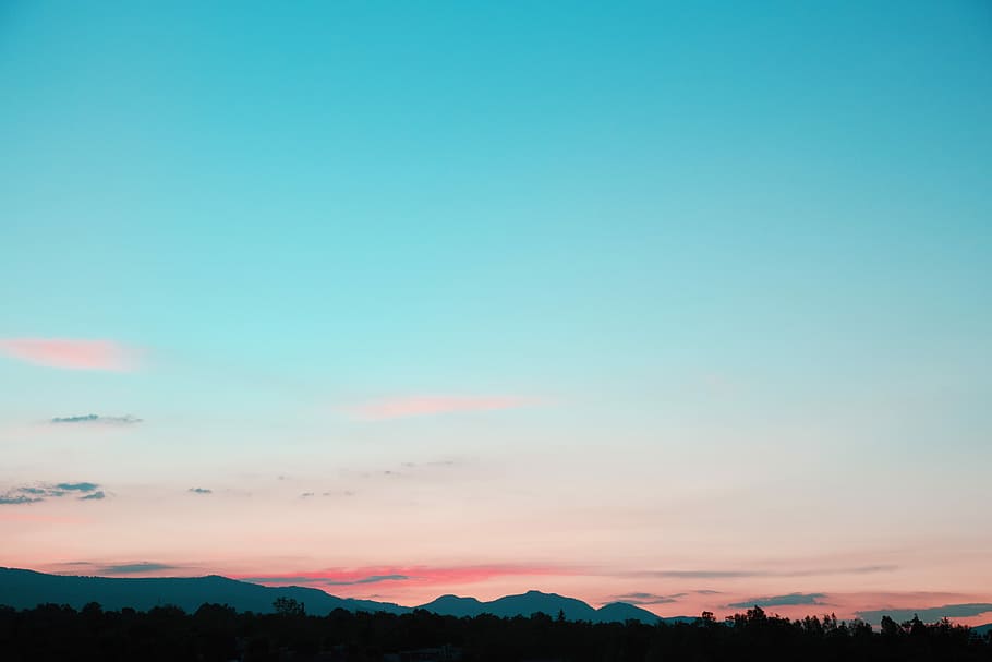 photo of sunset, untitled, sky, sunrise, mountain, silhouette HD wallpaper