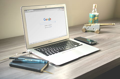 MacBook Air on wooden table, top, brown, laptop, computer, technology HD wallpaper