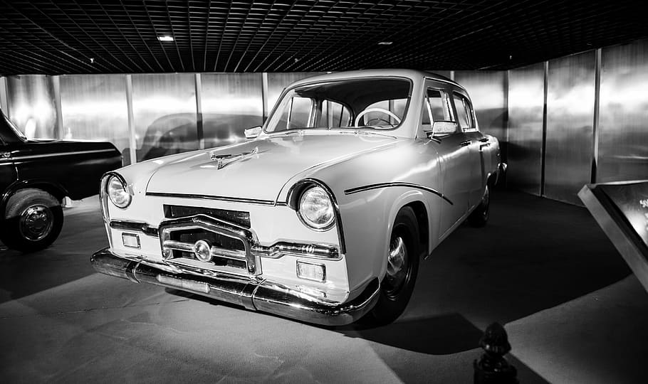 greyscale photo vintage car, transportation, land Vehicle, old-fashioned HD wallpaper