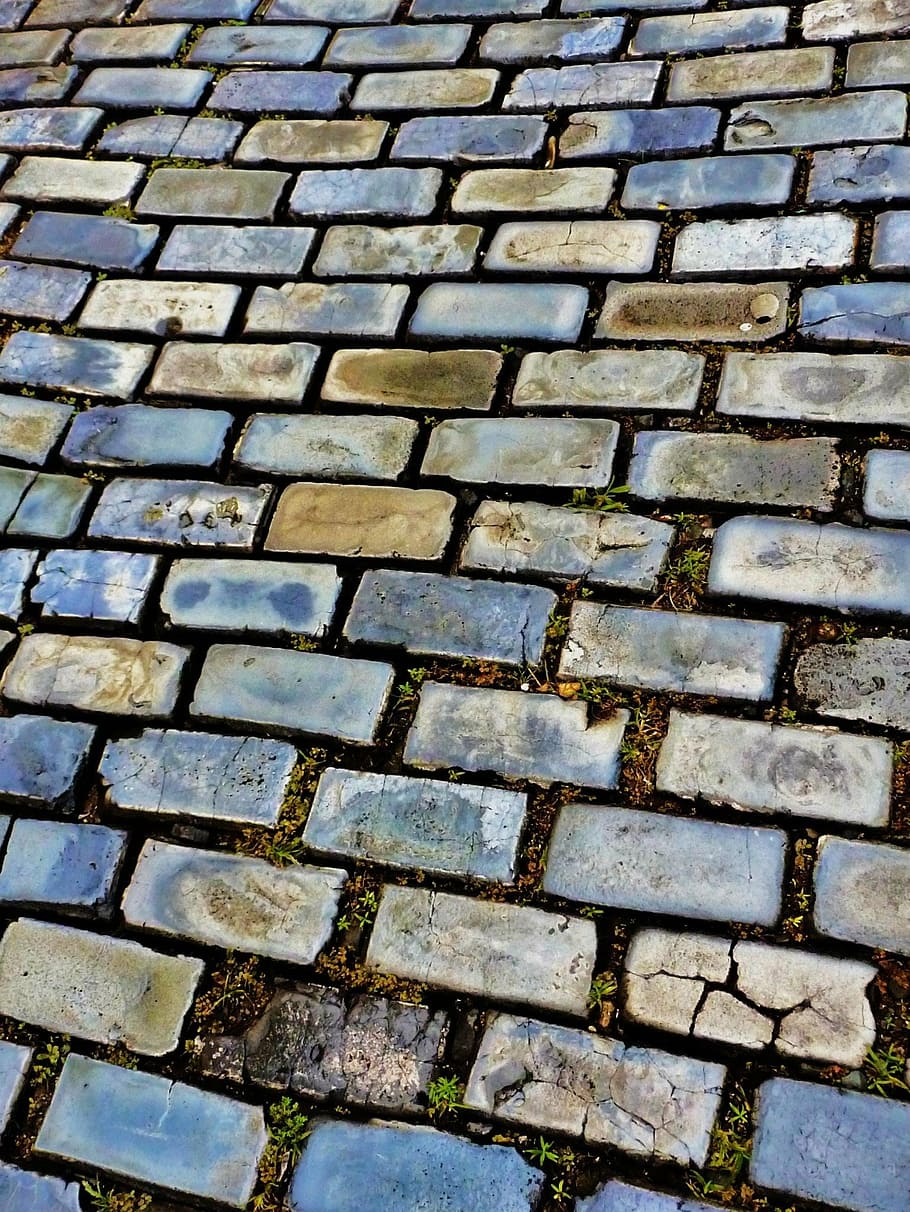 floor, bricks, grey bricks, texture, material, pathway, walkway HD wallpaper