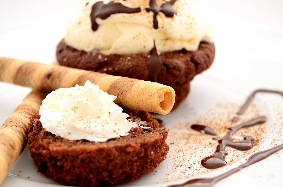 muffins and chocolate sticks, Dessert, Ice Cream, Fruit, Sweets HD wallpaper