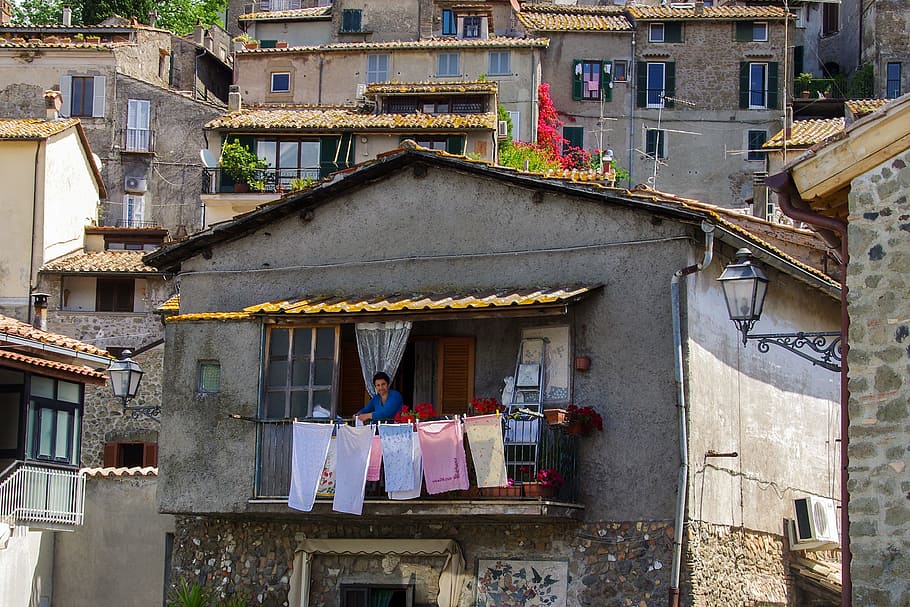 Anguillara, Rome, Drying, Laundry, drying laundry, housewife, HD wallpaper