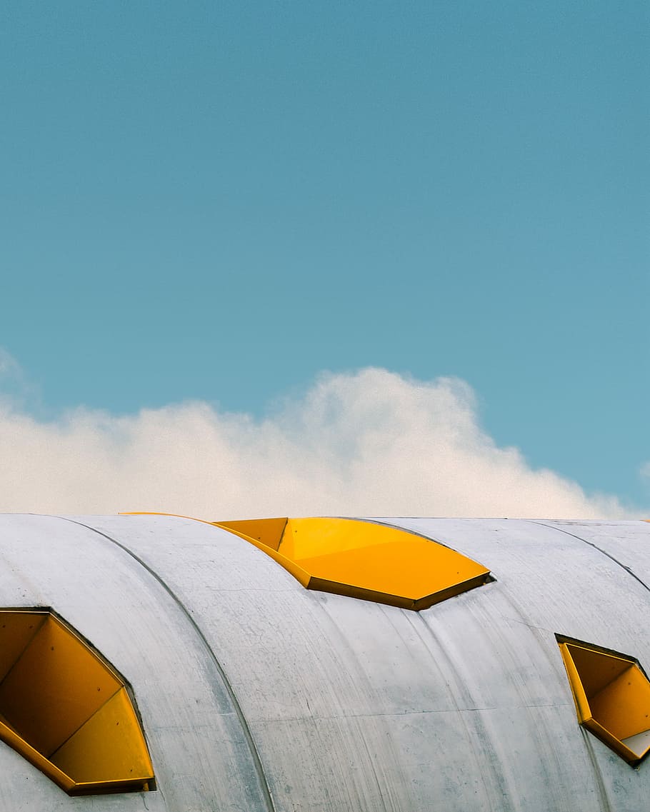 white and gold building structure during daytime, photo of tubular gray and yellow 3-hole pipe HD wallpaper