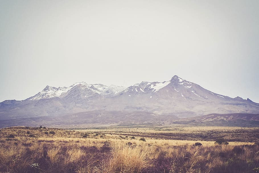 landscape photo of mountain, tongariro national park, new zealand, HD wallpaper
