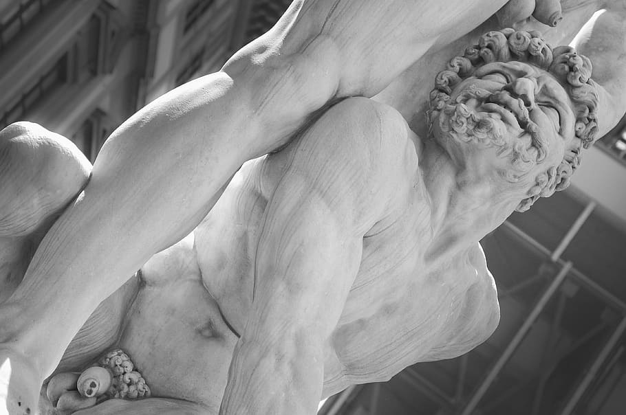 statue, marble, greek, classic, sculpture, black and white, HD wallpaper