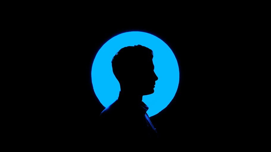 silhouette of man illustration, silhouette of man, window, round HD wallpaper