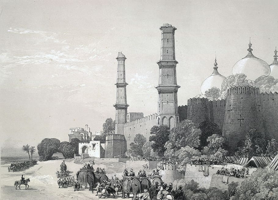 Maharajah Duleep Singh Entering the Palace at Lahore, drawing, HD wallpaper