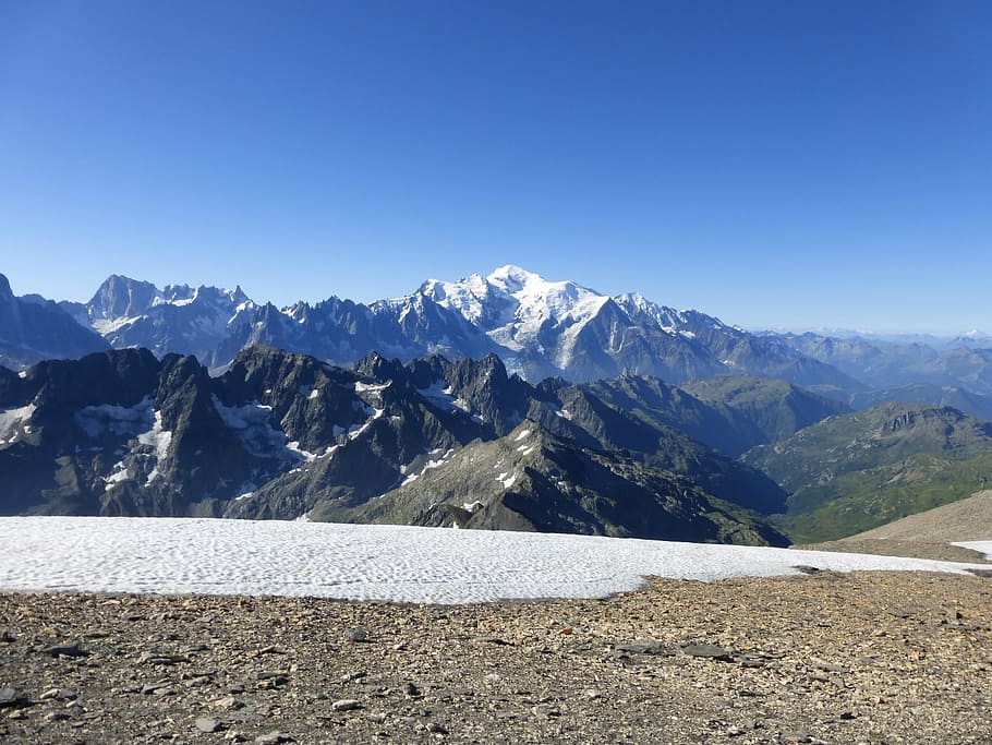 Mont Blanc, Mountain, Alps, Haute-Savoie, mountains, summer, HD wallpaper