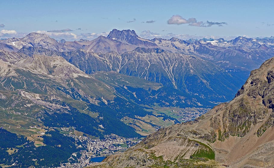 Switzerland, Oberengadin, St Moritz, main alpine ridge, piz kesch
