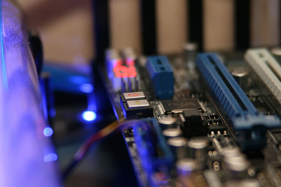 black motherboardx, calculator, pc, computer, modding, water cooling HD wallpaper