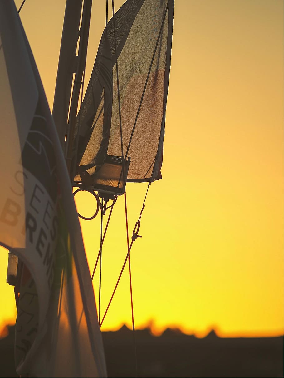 gray and black sailboat during sunset, untitled, sailing, cable HD wallpaper