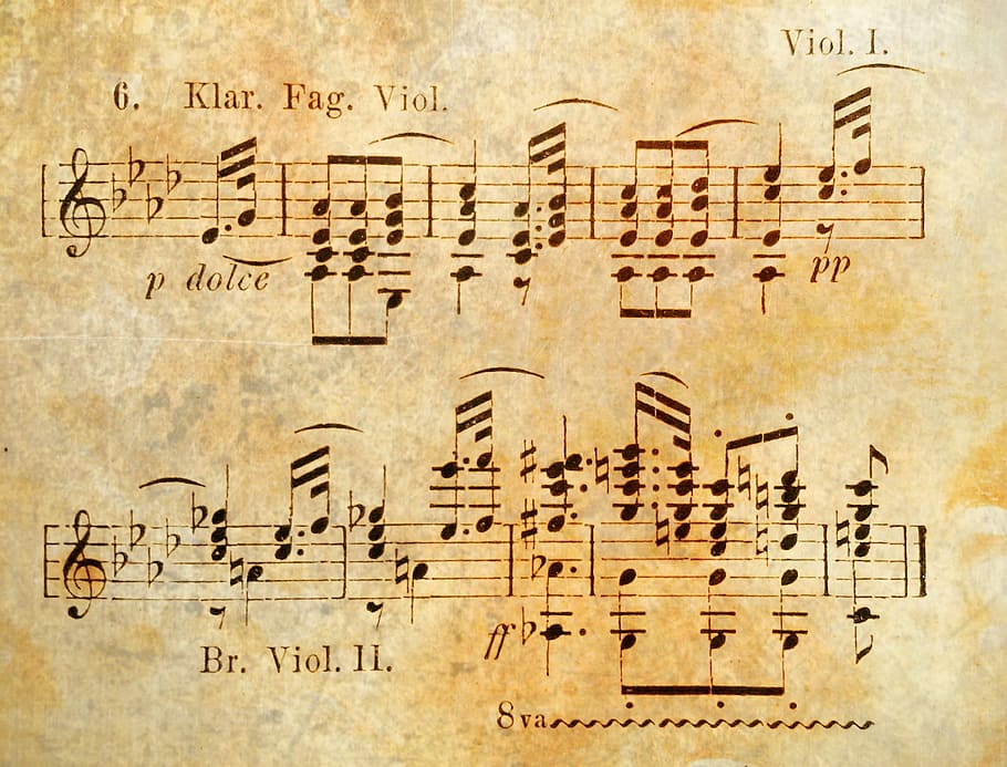 musical note screenshot, brown, sheet music, notenblatt, symphony