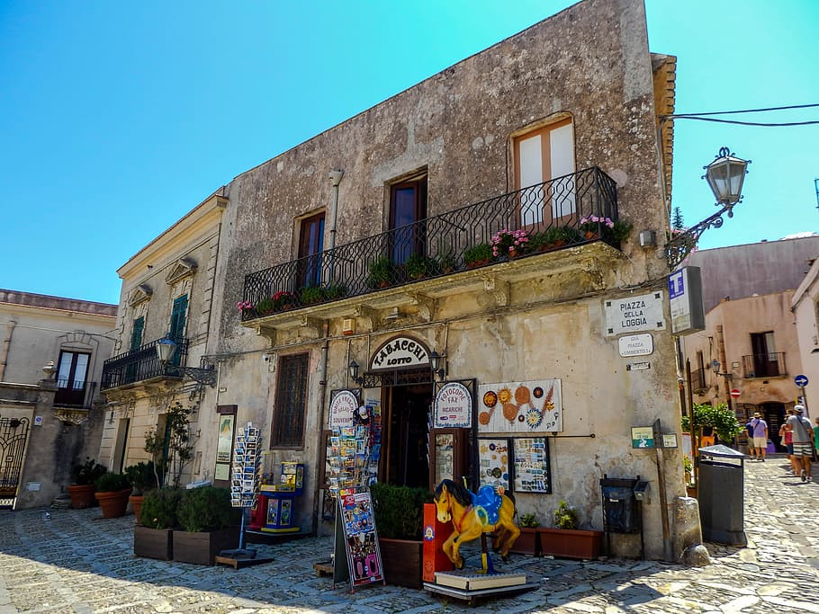 construction, monuments, square, street, village, erice, sicily HD wallpaper