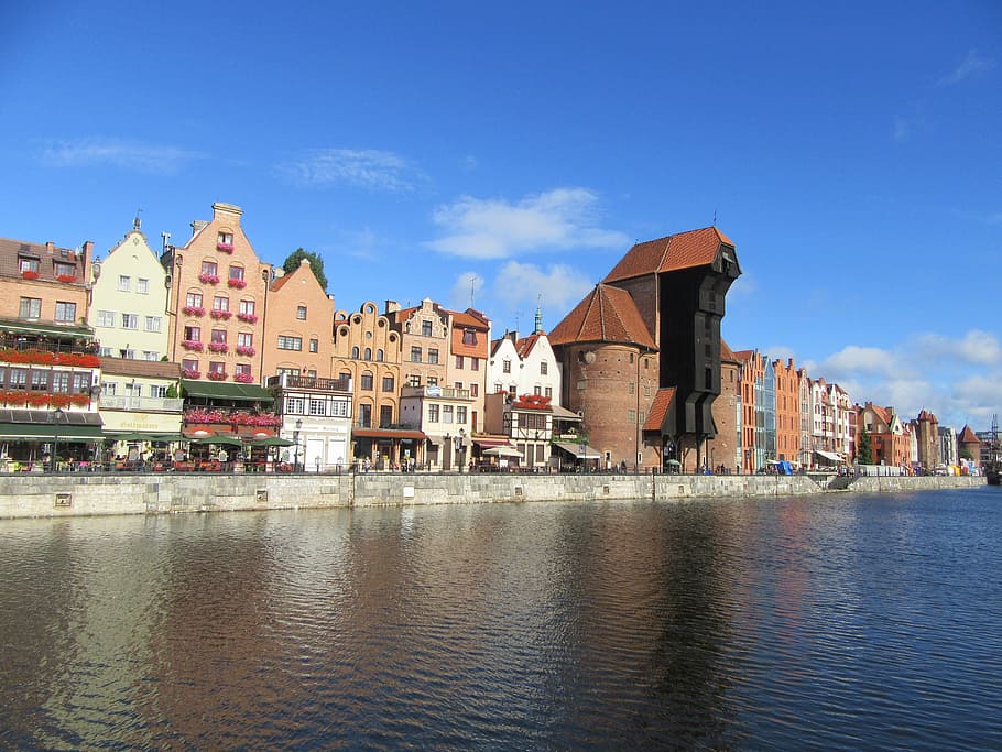 gdansk, channel, view, building exterior, architecture, built structure HD wallpaper