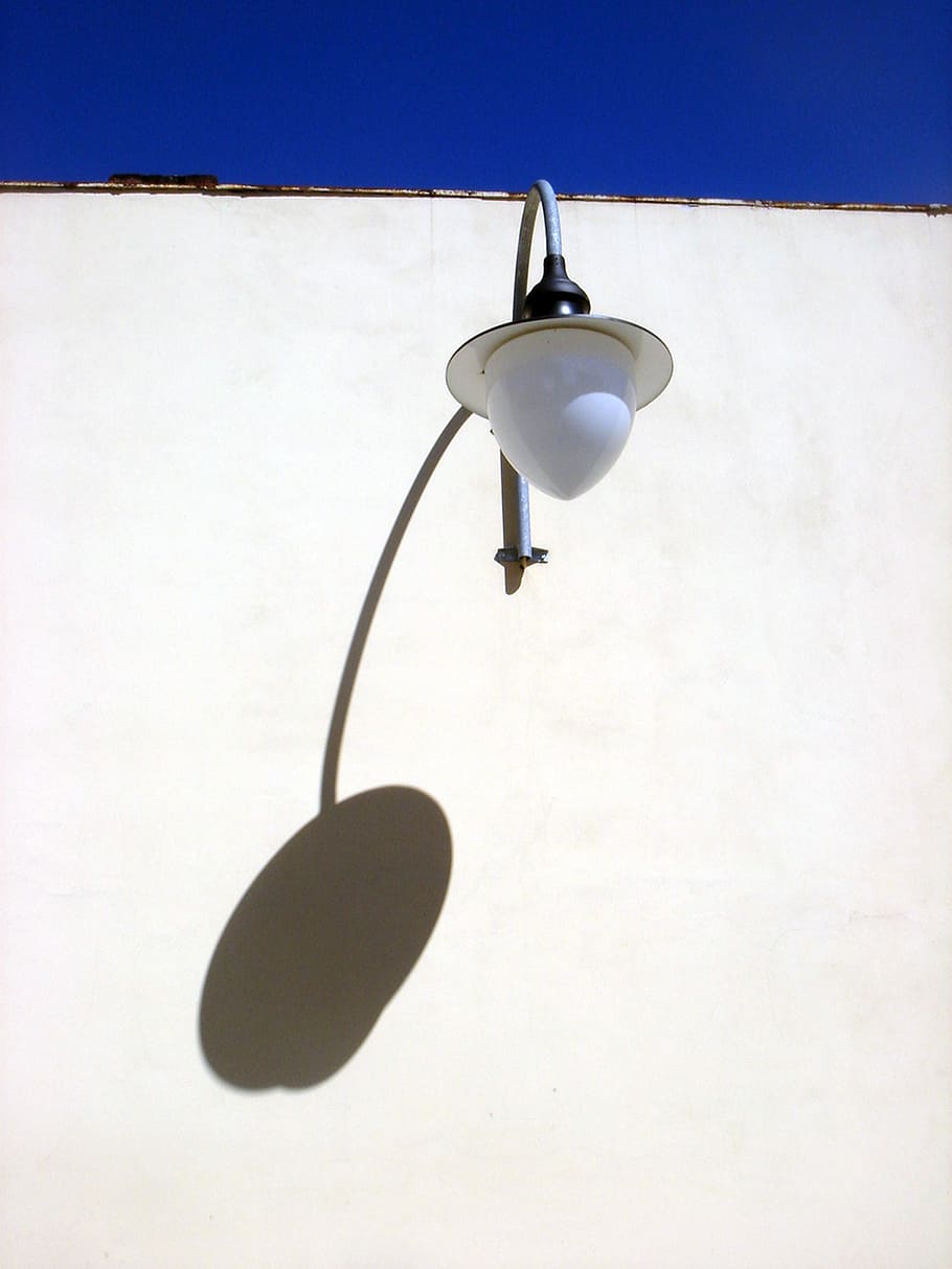 lamp, light, shadow, white, simplicity, lighting, wall - building feature HD wallpaper