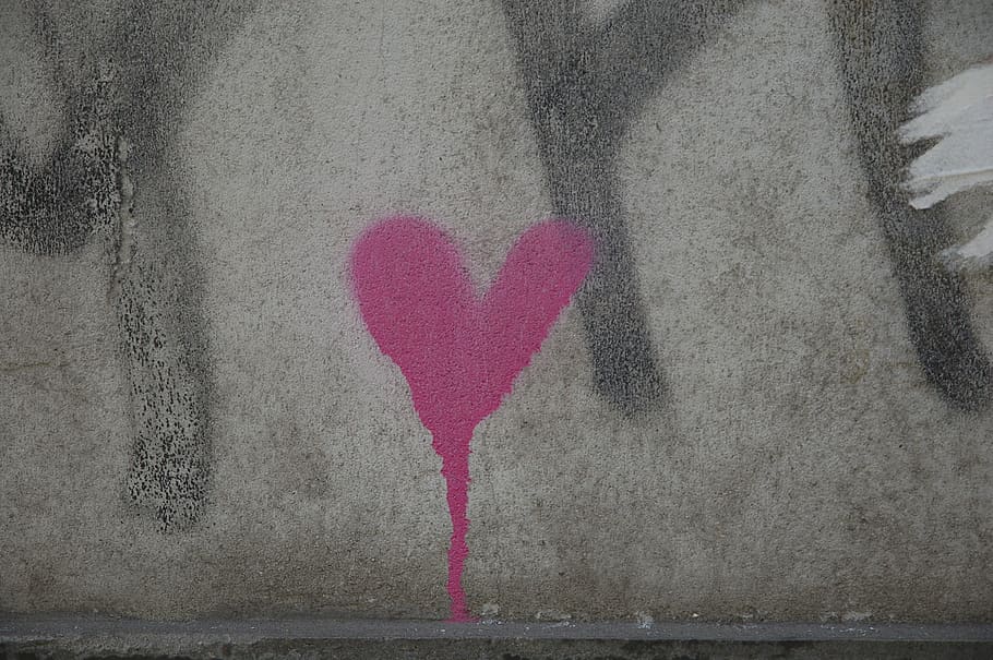heart, graffiti, wall, heart shape, positive emotion, love HD wallpaper