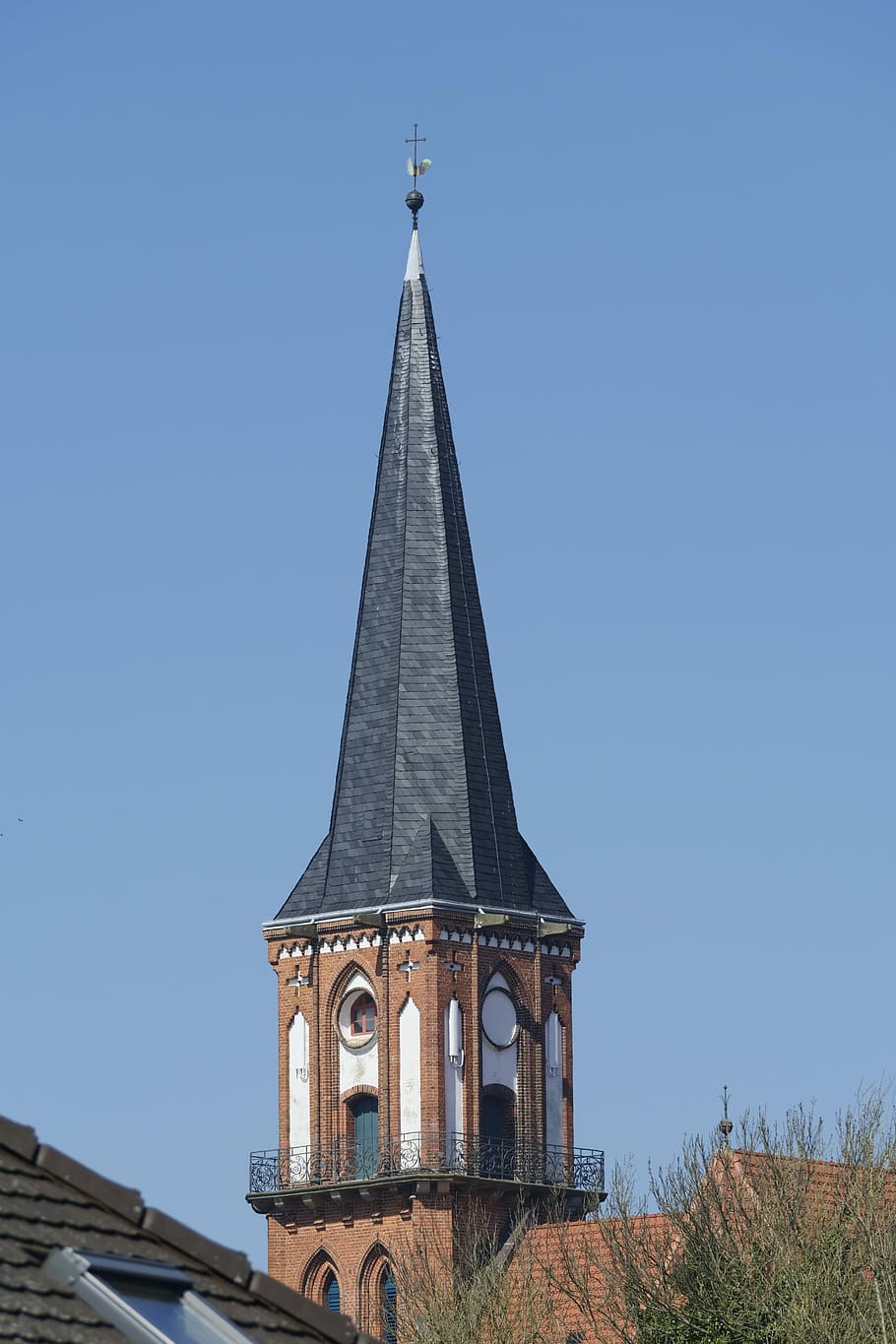 church, architecture, religion, are, spire, tower, wustrow