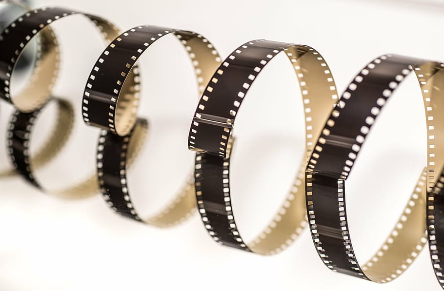 four brown camera films, movie, cinema, reel, retro, entertainment, HD wallpaper