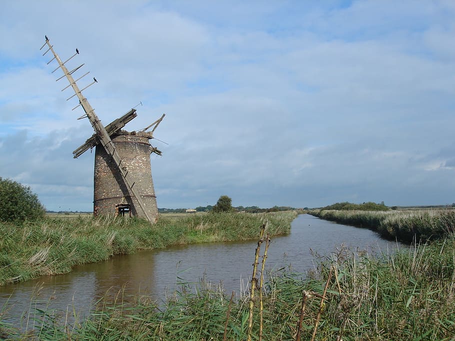 Windmill, Abandoned, Derelict, Landscape, old, architecture, HD wallpaper