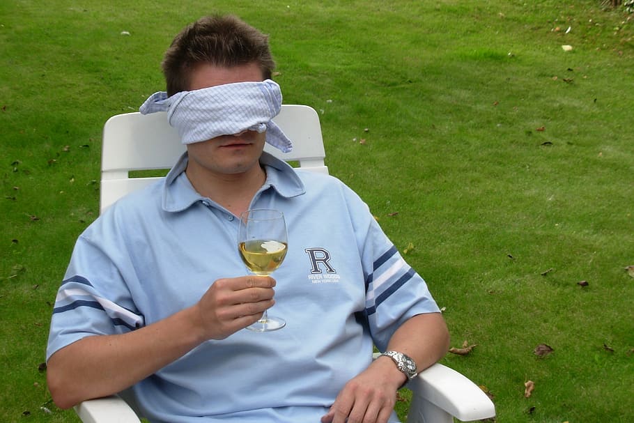 wine, blindfold, tests, people, one person, grass, real people HD wallpaper