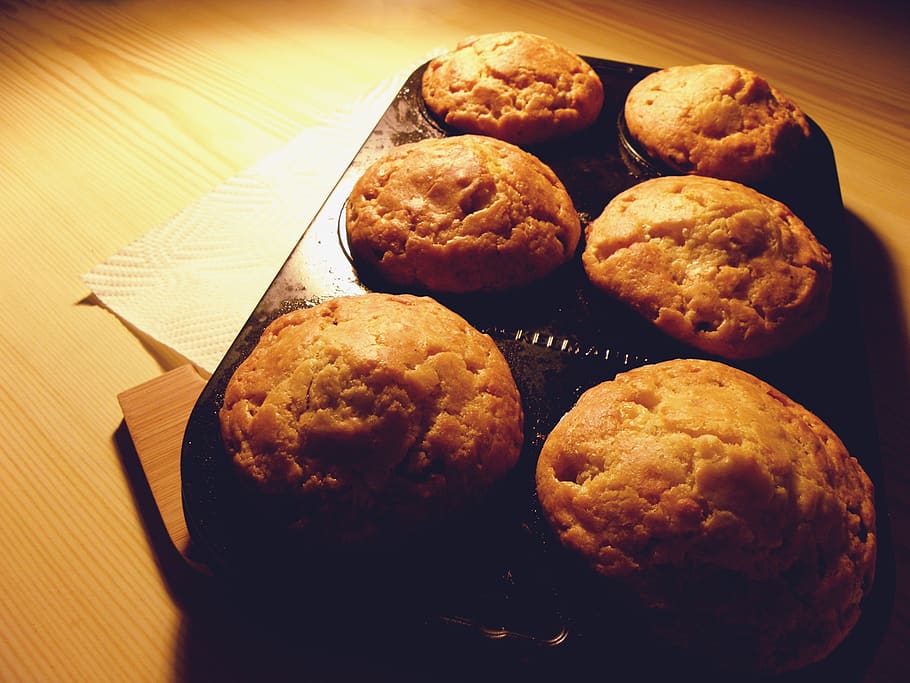 baking pan, muffin, the dough, bun, food and drink, sweet food HD wallpaper