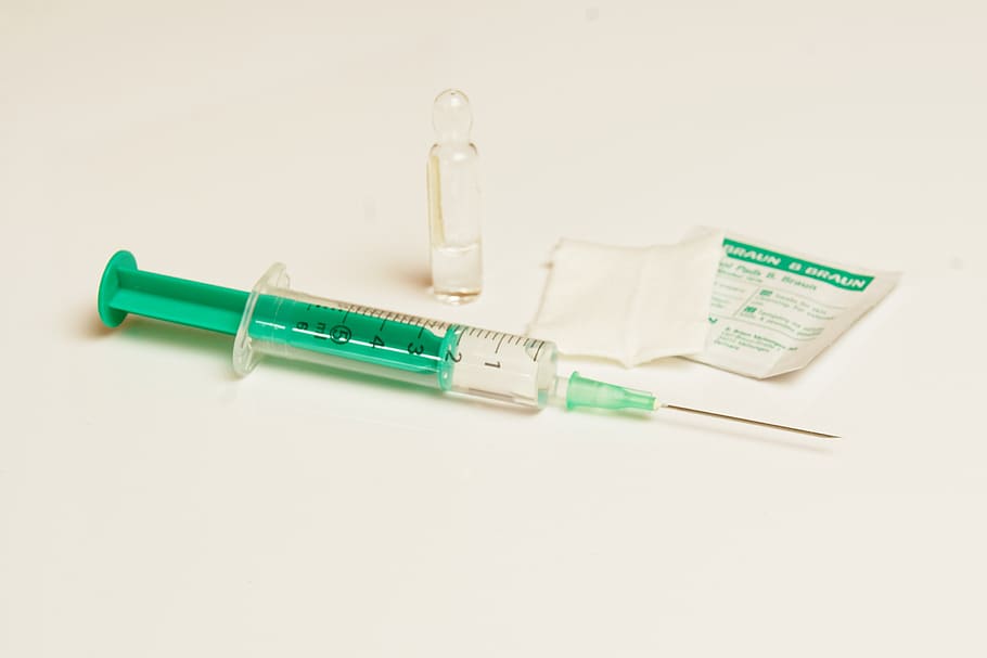 glass syringe, disposable syringe, needle, ampoule, fiole, swab, HD wallpaper