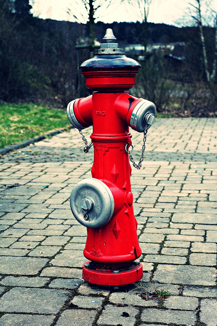 hydrant, fire, water hydrant, red, metal, fire fighting water, HD wallpaper