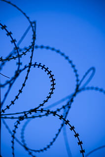 Wire, Engel, Color Image, backgrounds, no people, prison, blue HD wallpaper