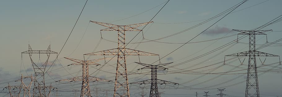 electricity, pylon, son, cables, power line, high voltage, electric cables HD wallpaper
