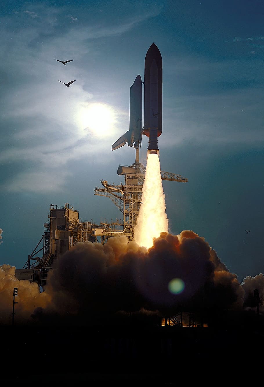 photo of space shuttle taking off, space shuttle discovery launch, HD wallpaper