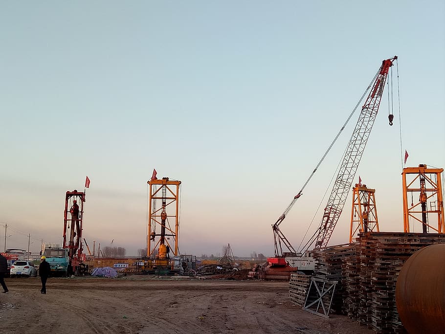industry, crane, machine, rig, sky, machinery, crane - construction machinery, HD wallpaper