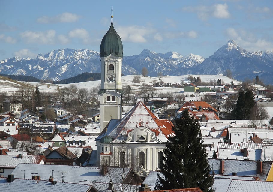 Nesselwang, Winter, Snow, architecture, building exterior, religion HD wallpaper