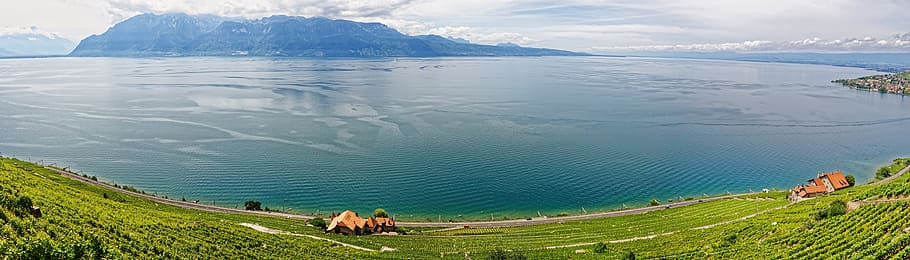 aerial shot of body of water during daytime, Geneva, Lake, Switzerland, HD wallpaper